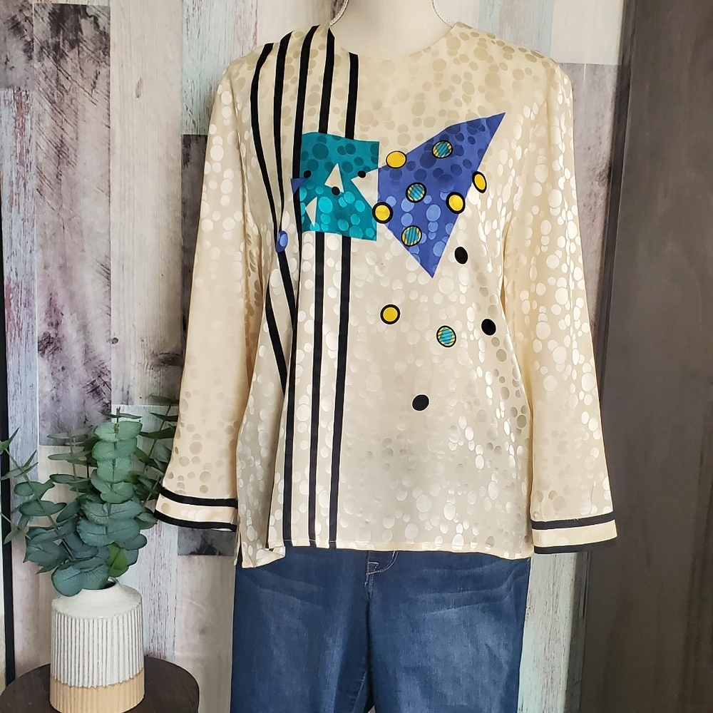 80's Vintage Adrianna Papell Silk Blouse